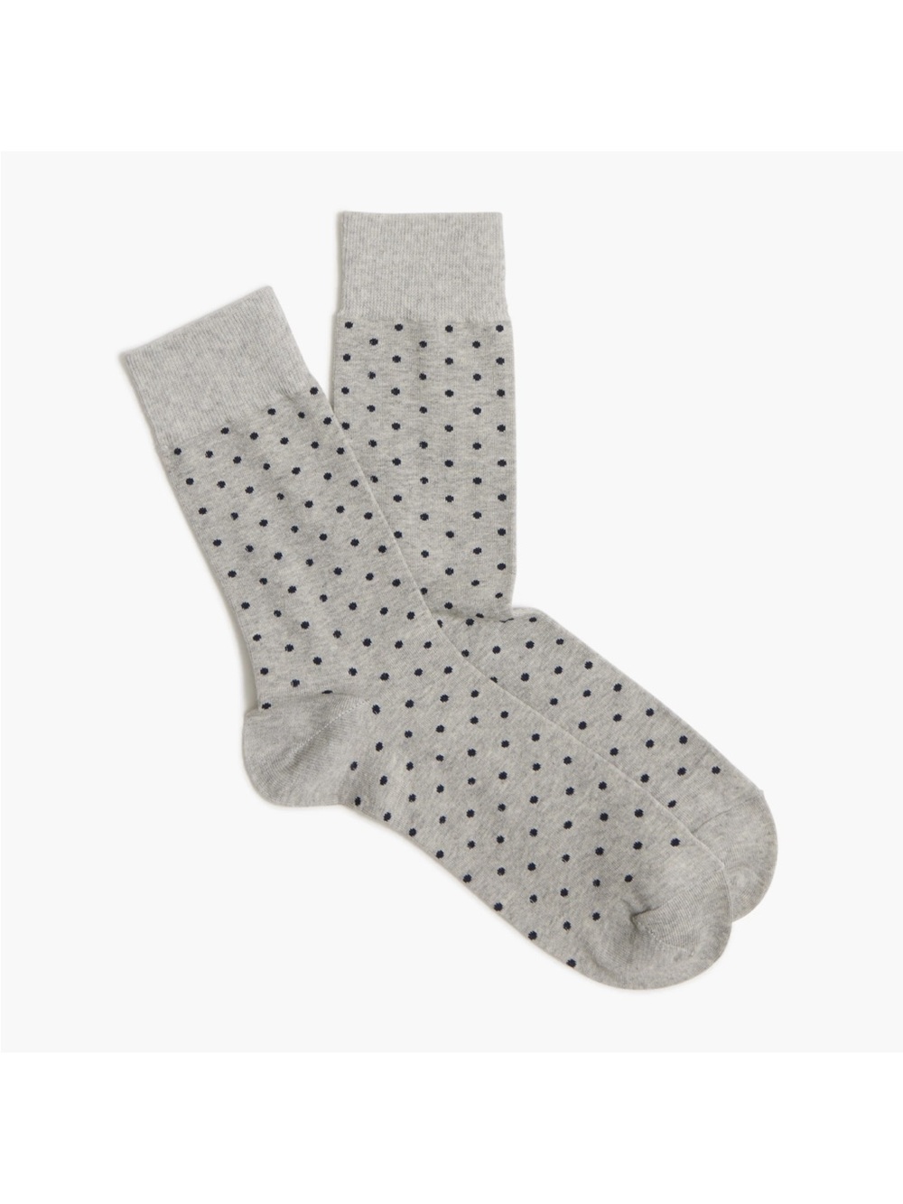 J. Crew Grey Crew Socks with Navy Polka Dots